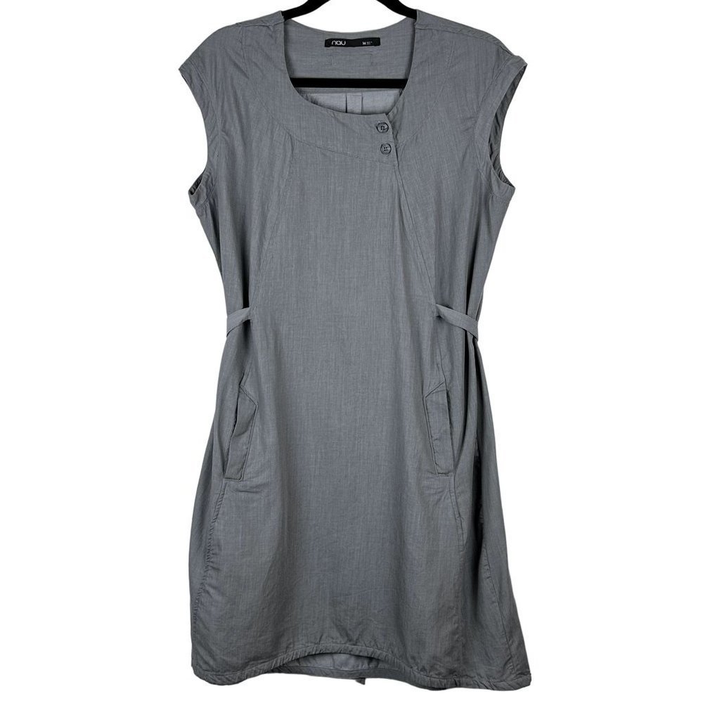 Nau Heritage Women's Sheath Sleeveless Dress Size 14 Organic Cotton Tencel Gray